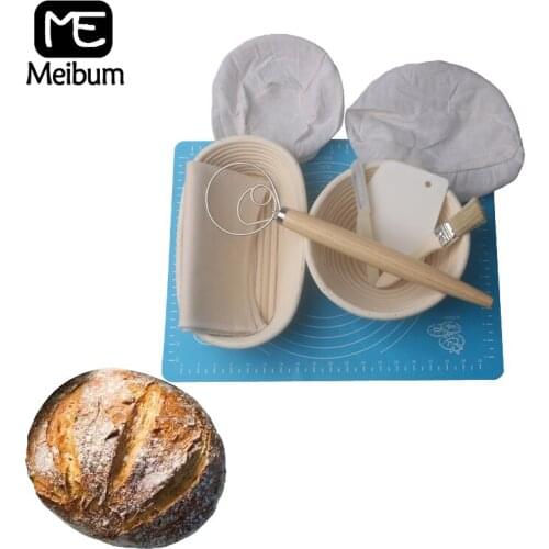 8Pcs Country Bread Fermentation Rattan Basket Baguette Banneton Brotform Proofing Proving Baskets Dough Knife Linen Stir Bar