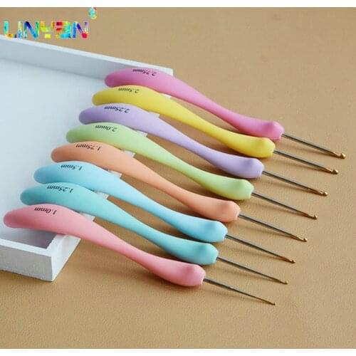 8 pieces Crochet hook PVC pins candy Colorful Bending Spoon Plastic kit Knitting needles [1.0MM-2.75MM] Crafts Weaving tools t49
