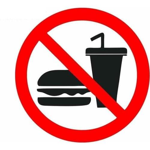 Car Stickers Decor Motorcycle Decals No Food Drink Prohibited Decorative Accessories Creative Sunscreen Waterproof PVC,13cmX13cm