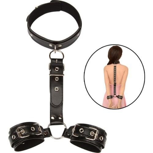 BDSM Bondage Sex Toys For The Back Couple Collar Cuff Strap Slave Roleplay Handcuffs Bondage SM Games Handcuff Fetish Erotic Toy