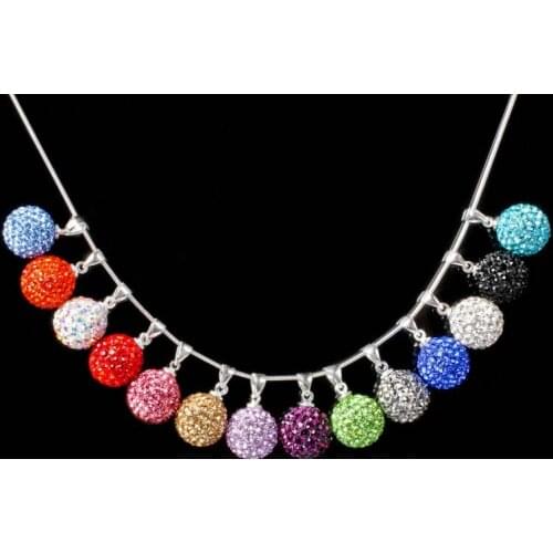 White mix colored with rhinestone Clay disco ball necklace 16 inch Snake Necklace pendants Chains crystal hrg34s