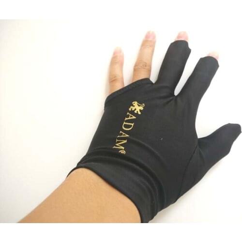 Free shipping 10pcs/lot ADAM Billiards pool snooker three-fingers gloves Black High Elastic Fabric half-finger gloves