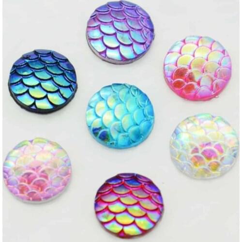 BOLIAO 80pcs 12mm AB Fish Scale Resin Flat Back Crafts Fine Home Holiday Bags/Shoes/T-shirts Decoration Diy