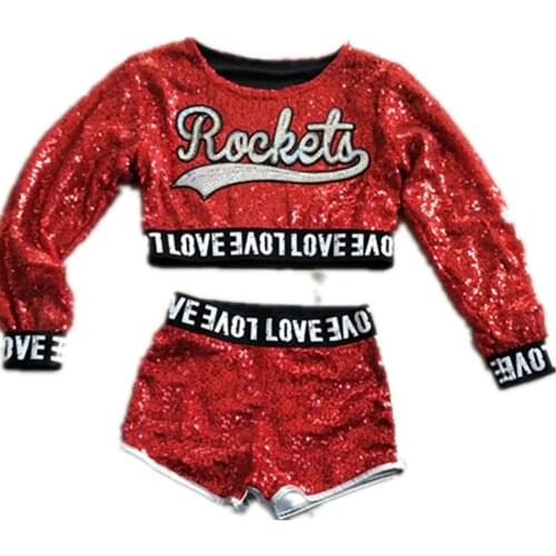 Sequin Children Jazz Dance Performance Suit Girls Street Modern Hip Hop Dance Costume For Girls