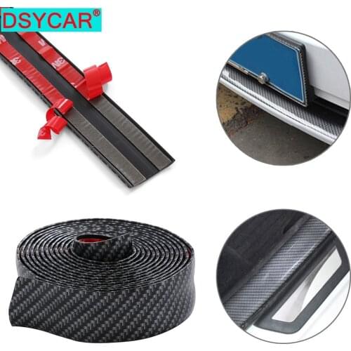 DSYCAR 1Pcs Universal Door Guard Bumper Carbon Fiber Rubber Front Rear Guard Bumper Strip Front Rear Door Entry Guard Protectors