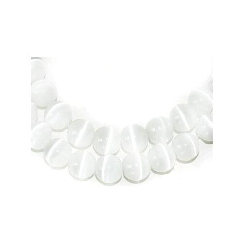 Hot Fashion New Arrival Approx 50pcs/lot White Round Cat eyes Beads 8mm BBB003-05