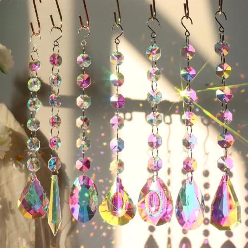 Crystal Ball Rainbow Maker Prism Sun Light Catcher Hanging Wind Chimes Window Curtain Pendant Home Fairy Garden Decor Gift