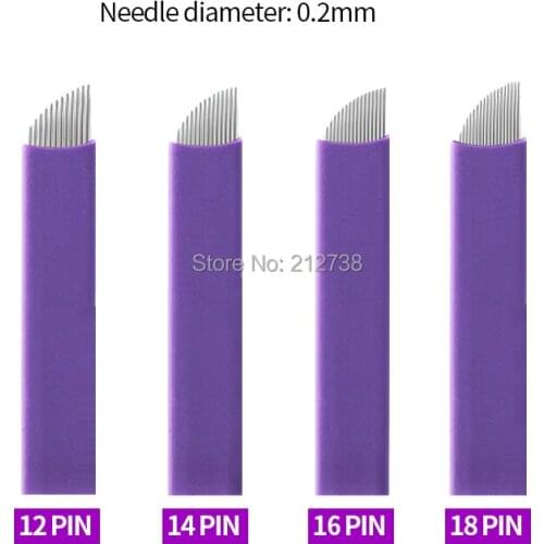 0.2mm 5Pcs/Set 12/14/16/18 Pins Permanent Makeup Eyebrow Tattoo Blade Microblading Needles For 3D Embroidery Manual Tattoo Pen