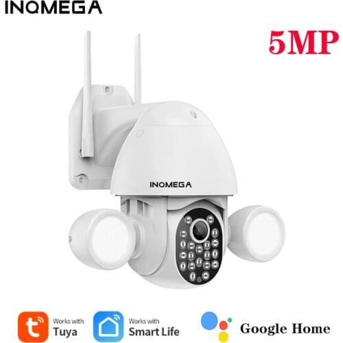 INQMEGA 5MP Courtyard Camera Dual Floodlights TUYA Intelligent Day and Night Full-color Lighting Security Protection CCTV