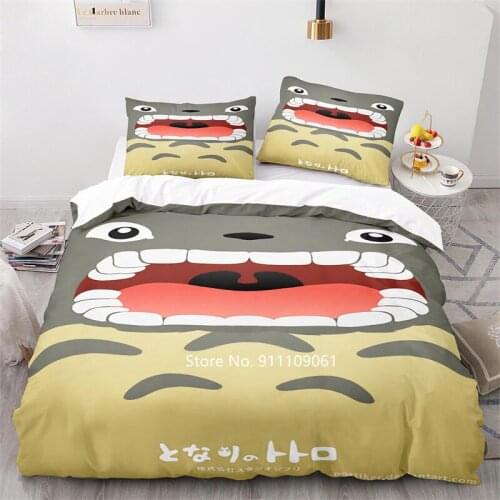 New Totoro Bedding Set Features Cute Kawaii Cartoon Duffle Pillowcases for Girls Boys and Children with High Quality Bedding