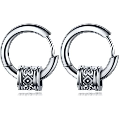 Fashion Punk Rock Hip-Hop Earring For Men Stainless Steel Round Earrings Ear Party Males Jewelry