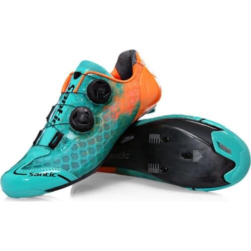 Santic Carbon Fiber Men Cycling Shoes Road Bike Self-locking Professional Competition Ultralight PRO Racing Team Bicycle Shoes