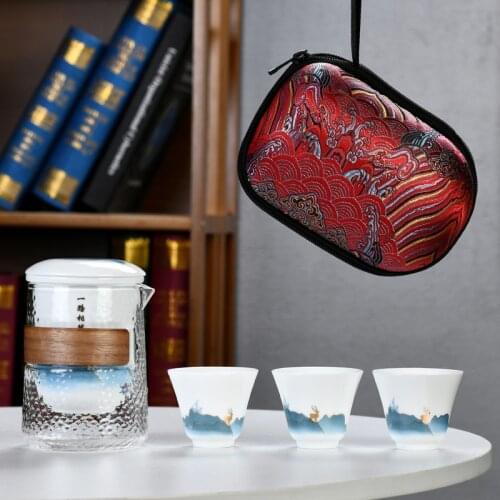 1 Teapot 3 cups Tea set of family travel outdoor car portable kungfu tea set cultural creation Mini Gift express cup