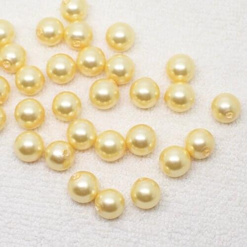 Half Drilled 8mm Gold Yellow Shell Pearl Round Beads 20pcs ,For DIYJewelry making!We provide mixed wholesale for all items