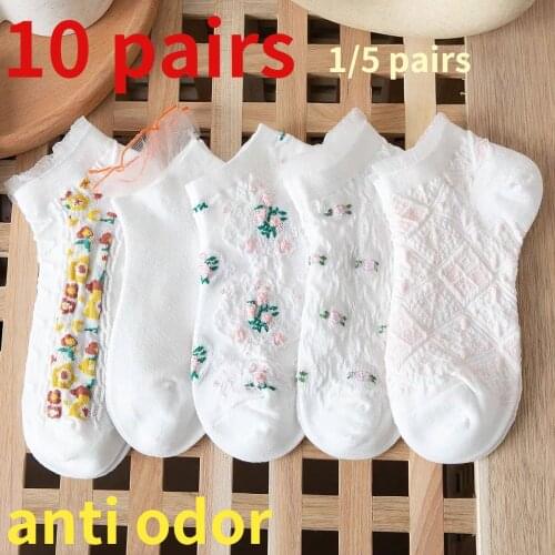 Socks women spring and summer shallow mouth socks cute socks summer thin boat socks womens mesh lace short socks wholesale