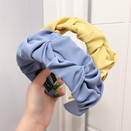 Pleated Solid Color Headband Satin Bezel New Turban for Women Wide Size Hairbands Girls Accessories Hair Hoop Hair Jewelry