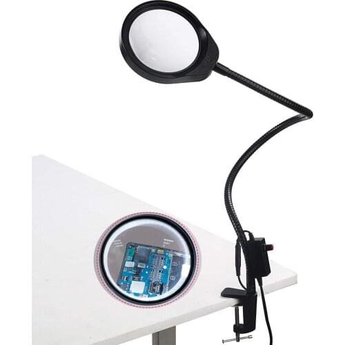 PCB inspection magnifier glass loupe with illuminated led lamp