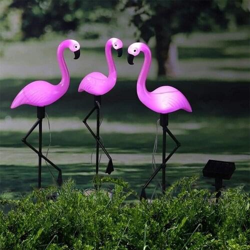 Outdoor Solar Lights 3Pack Flamingo Garden Led Stake Light Solar Powered Waterproof Pathway Lawn Yard Landscape Lights