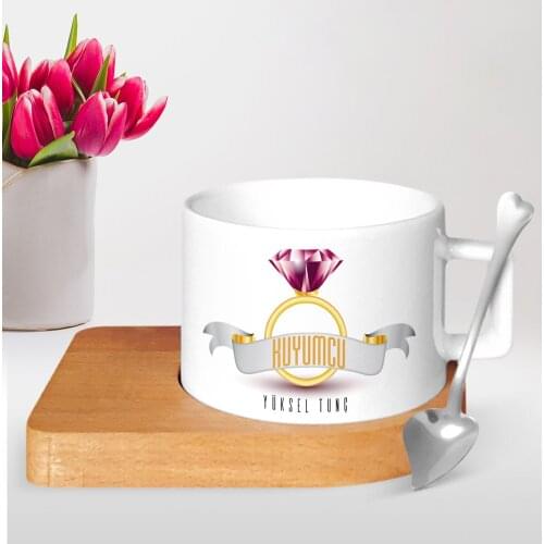Personalized Professional Jeweler Wood Altlıklı Ceramic Cup