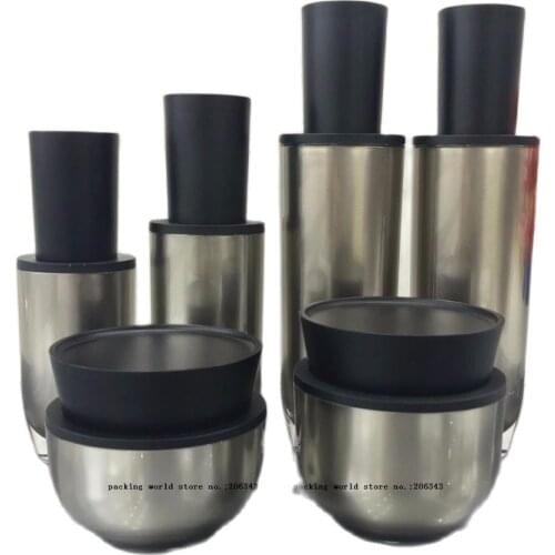 50ml mushroom shape plastic Acrylic grey bottle with black pump lid for serum /lotion/emulsion/foundation packing