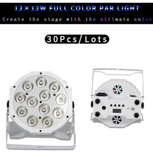 30Pcs/lots Remote Control Par Light 12x12w RGBW 4 in 1 White Flat Par Light For Disco DJ Bar Party Wedding Stage Lighting