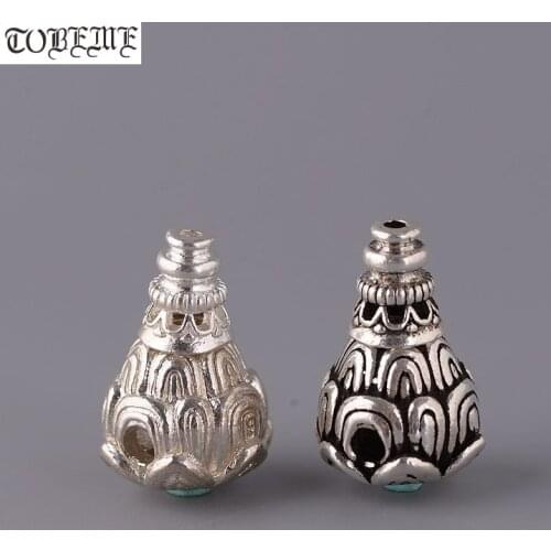 Handmade 100% 925 Silver Lotus Flower Three-way Bead Tibetan Malas Guru Buddhist Prayer Beads Guru Bead