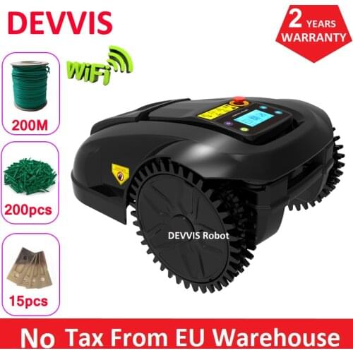 Garden Lawn Mower cordless automatic robot mower E1800T With 6.6ah Lithium Battery with 200m wire+200pcs pegs+15pcs blade