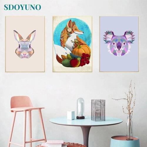 SDOYUNO 3Pcs 40x50cm Painting By Numbers Kits Animals DIY Paint By Numbers On Canvas Handpainted Frame Digital Painting