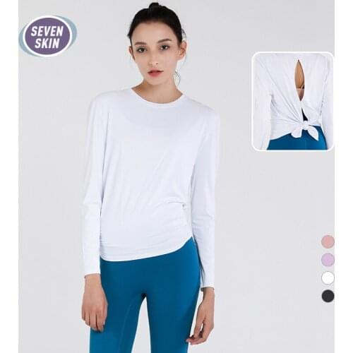 SEVEN SKIN Loose Yoga Top Women Fitness Sport Shirt Female Backless Sexy Gym Crop Top with Long Sleeve Workout Running T-Shirts