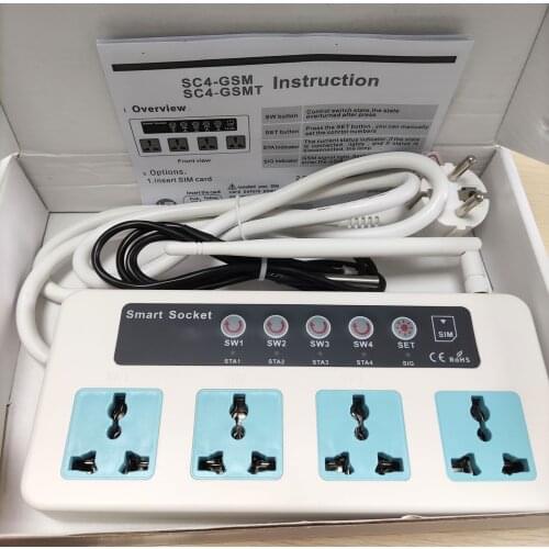 SC4 GSM Phone/Call/SMS Remote Control Wireless Smart Extension Electrical Socket Outlet/4 Outlets/EU/US plug