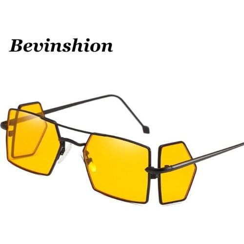 Italy Brand Designer Four Lens Vintage Metal Clamshell Sqaure Sunglasses Women Men Cool Windproof Goggles Sun Glasses Red Yellow