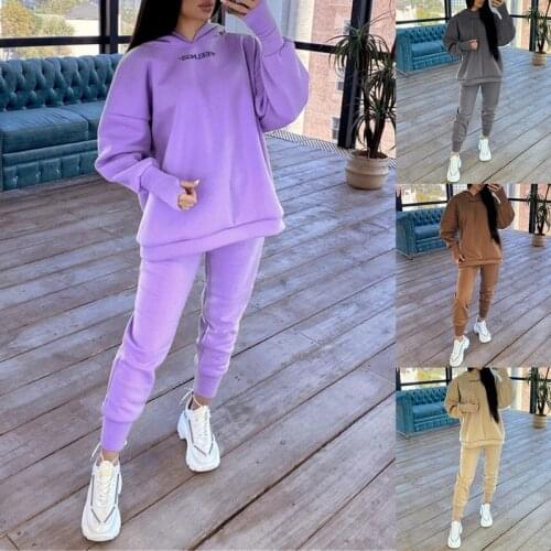 Letter Print Two Piece Tracksuit Womens Set Casual Sweatshirt High Waist Pants Sports Suits Female 2021 Spring Autumn Lady Sets