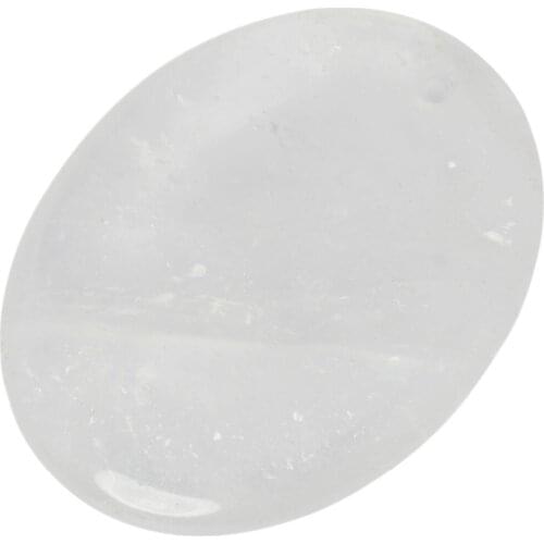 SUNYIK 1Lot (5Pc) Natural Rock Quartz Thumb Worry Stone Top Drilled Oval Palm Stone Pendant Anxiety Healing Reiki Crystal