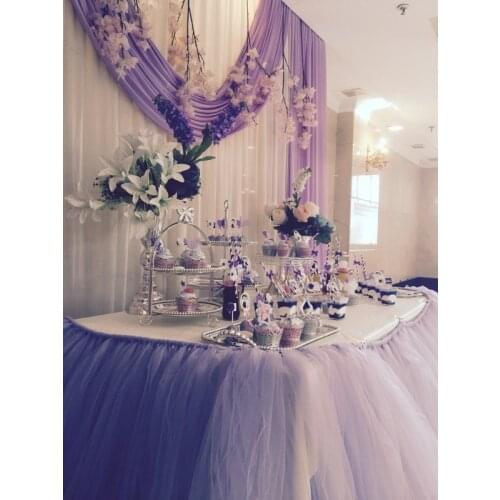 Wedding birthday party baptism DIY Tutu fluffy gauze yarn banquet table skirt cake table cloth tabeskirt