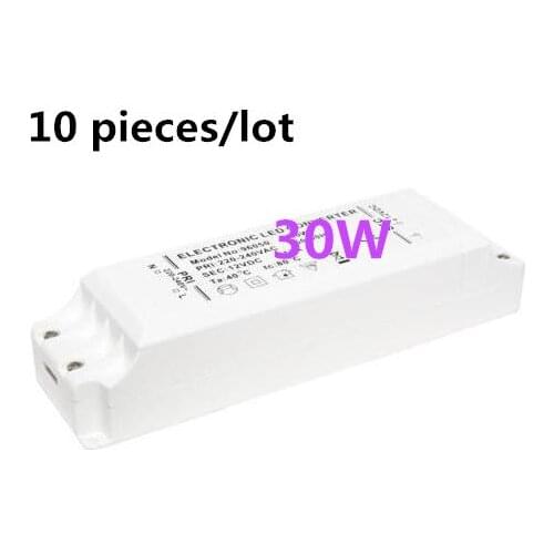 HOT SALE 10pcs led driver led transformer adapter 12vdc output 30w plastic cover 220v to 12v for led strip mr11 mr16 12vdc