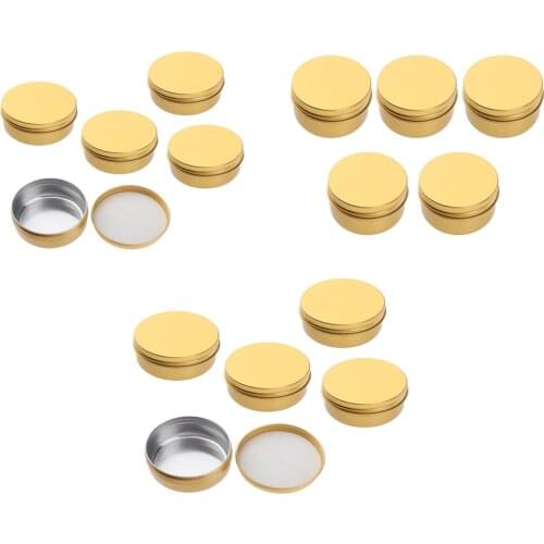 15Pcs Golden Empty Makeup Aluminium Pot Jar Tin Lip Balm Cream Storage Container