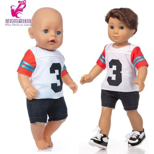 18 inch girl boy doll clothes football uniform 43cm baby doll sport shirt pants