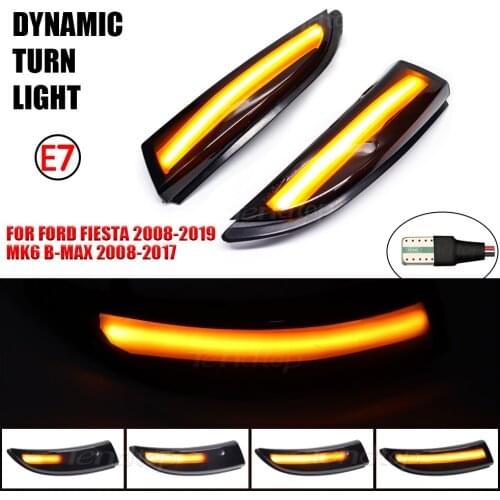 2pcs/Set For Ford Fiesta B-Max 2008-2017 Flowing Dynamic Blinke LED Turn Signal Lamp Rearview Mirror Indicator Amber