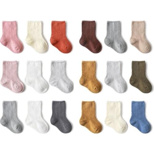 3Pair New Autumn Winter keep Warm Socks For Infants Baby Combed Cotton Socks For Boys Girls Soft solid Toddlers Socks