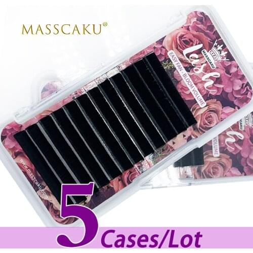 5case/lot Fast ship 12rows C/D Curl rapid automatic blooming flower easy fanning lashes mega russian volume lashes make up cilia