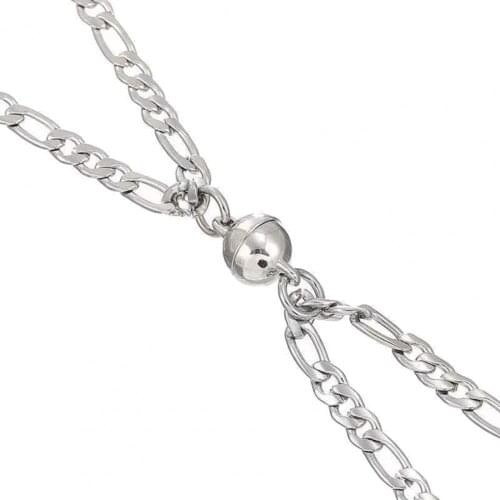 80%HOT1 Pair Necklace Paired Magnet Titanium Steel Creative Lovers Neck Decor for Valentine Day