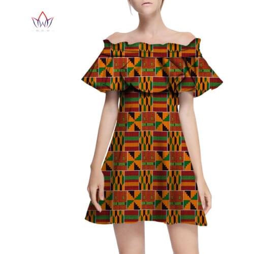 African Women Dresses Off Shoulder Mini Dress Dashiki Print Party Club Dress Vestidos Bazin Riche Women African Clothing WY7956