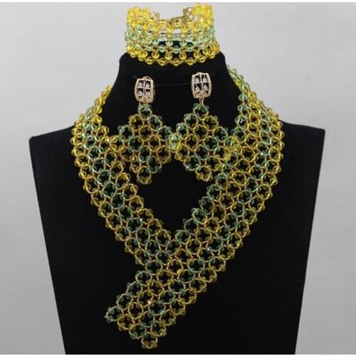 African Costume Crystal Handmade Jewelry Sets Nigerian Wedding/Party Crystal Beads Jewelry Sets 2016 New Free Shipping ALJ875