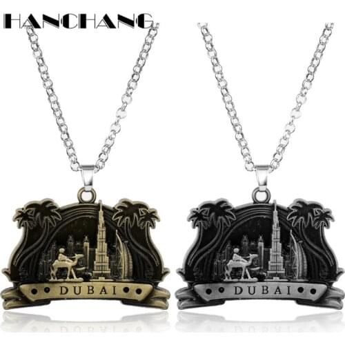 HANCHANG Accessories DUBAI 3D Relief Building Animal Camel Pendants Necklaces Necklace for Women Men