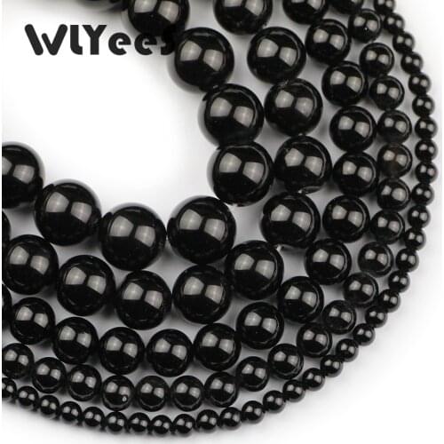 WLYeeS Natural stone Black Carnelian beads 4-12mm round ball loose Space bead for jewelry bracelet Necklace making DIY Accessory