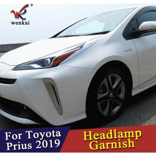 For Toyota Prius 2019 2020 High Quality Front Head Light Lamp Detector Frame Stick Styling ABS Chrome Cover Trim Sticks 2pcs