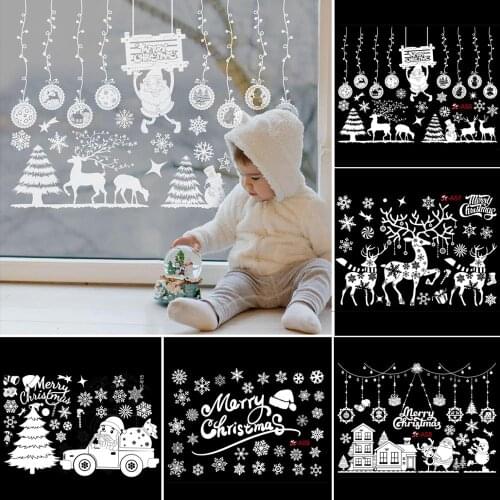 FENGRISE Christmas Window Stickers Merry Christmas Home Room Wall Decor Kids Bedroom Decor Happy New Year Santa Claus Stickers