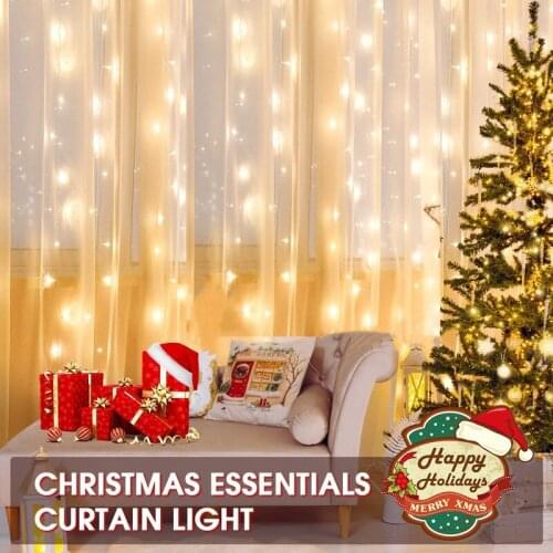 Garland Curtain String Light Merry Christmas Decorations for Home 2021 Christmas Ornament Xmas Navidad Gifts New Year 2022