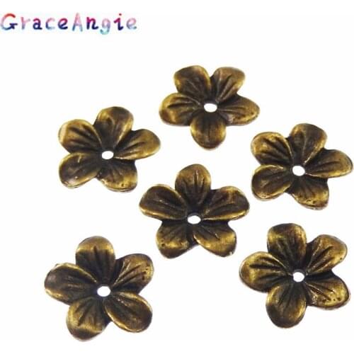 GraceAngie 60PCS Atq Bronze Alloy Flower Beads Cap Finding 13*13*2MM 04164 Handmade Fashion Jewelry