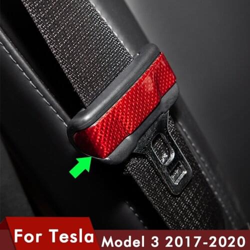 Heenvn 2Pcs/Set For Tesla Model 3 Real Carbon Fiber Car Seat Safety Belt Buckle Protection Cover Model Three Accessories Model3